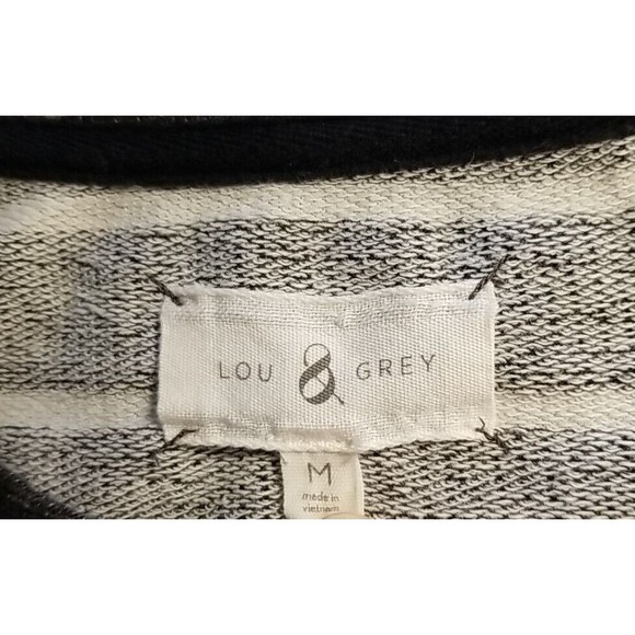 Lou & Grey Ann Taylor M Black & White Stripe Shirt Side Zipper Oversized     T44 - Picture 6 of 8